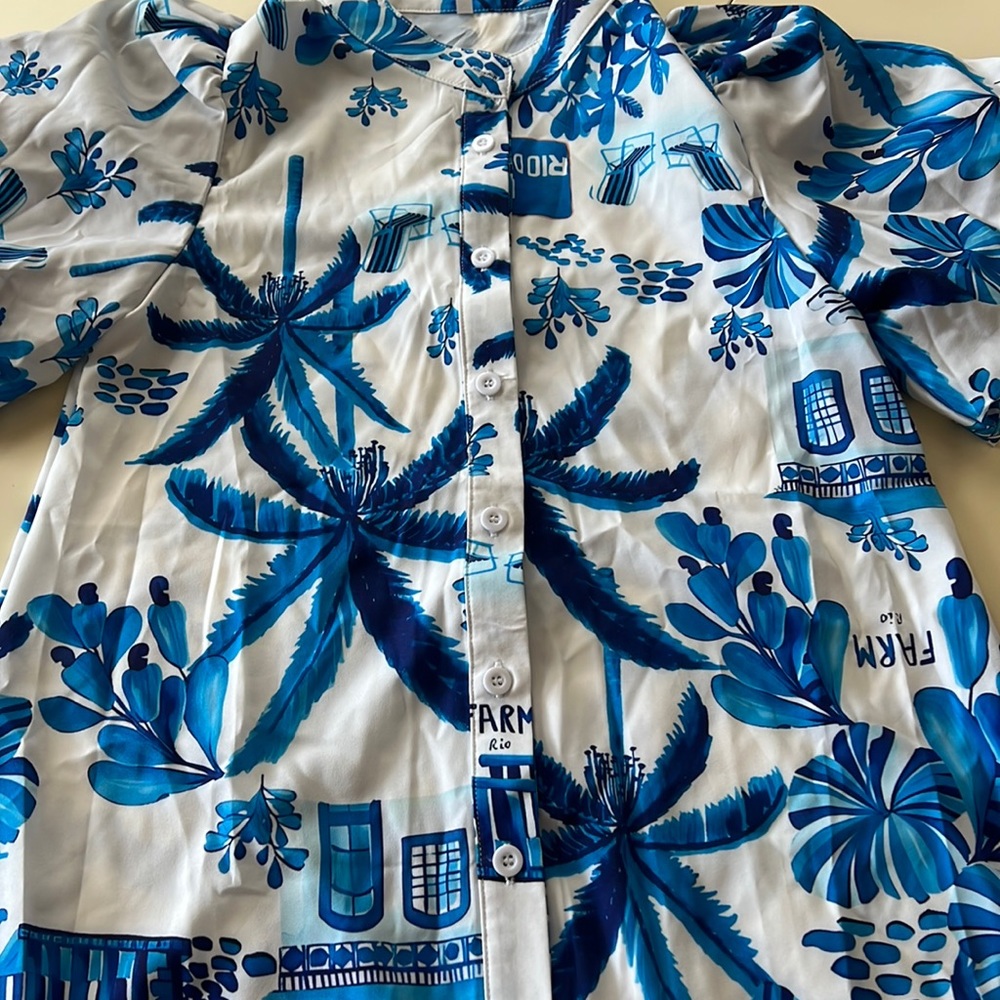 Blue tropical dress Farm Rip inspired Small